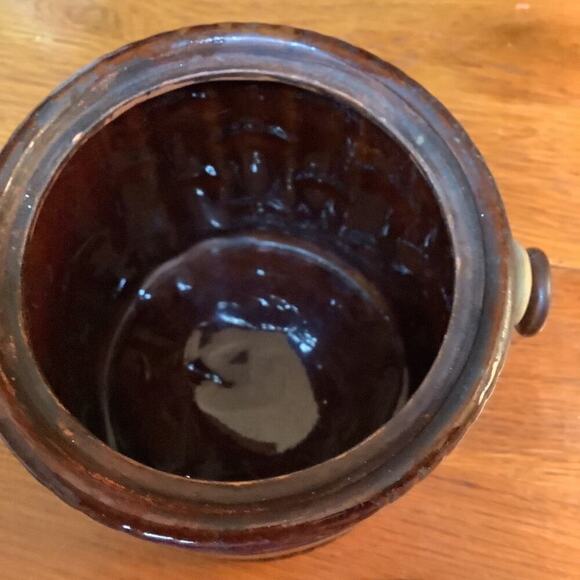 REDWARE 1960's Bamboo Cookie Biscuit Jar Rattan Handle JAPAN - Picture 7 of 8